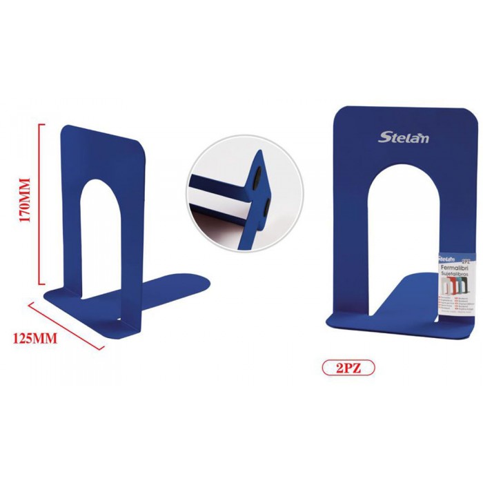 Stelan 689681 Μεταλλικός Βιβλιοστάτης 125x170mm σε Μπλέ Σετ 2 τεμαχίων