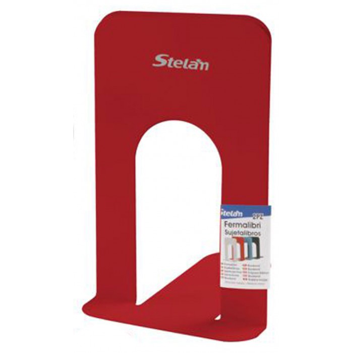 Stelan 689688 Μεταλλικός Βιβλιοστάτης 135x220mm σε Κόκκνιο Σετ 2 τεμαχίων
