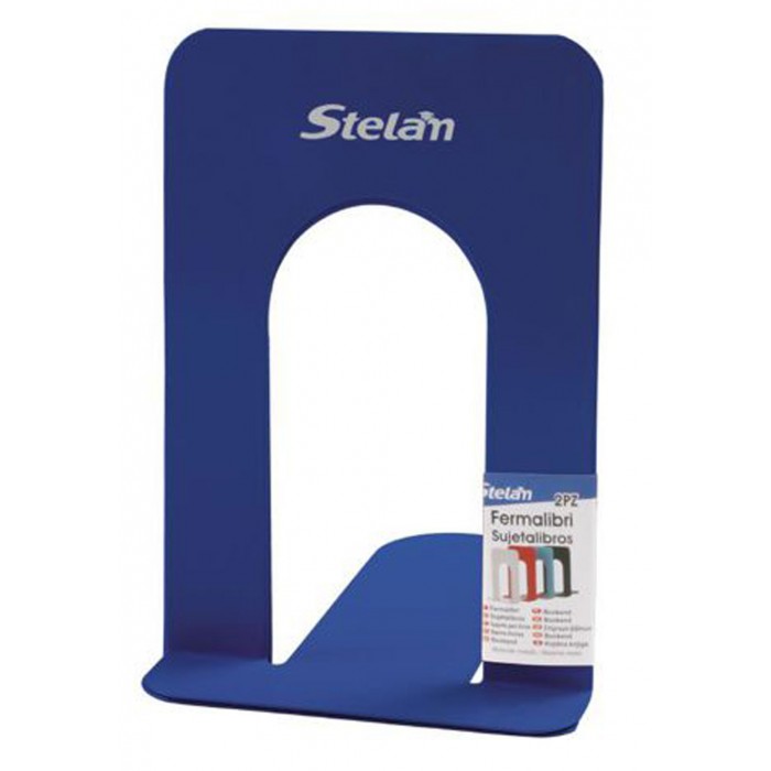 Stelan 689681 Μεταλλικός Βιβλιοστάτης 125x170mm σε Μπλέ Σετ 2 τεμαχίων
