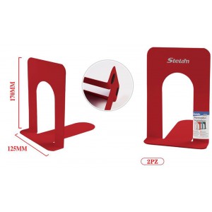 Stelan 689682 Μεταλλικός Βιβλιοστάτης 125x170mm σε Κόκκινο Σετ 2 τεμαχίων