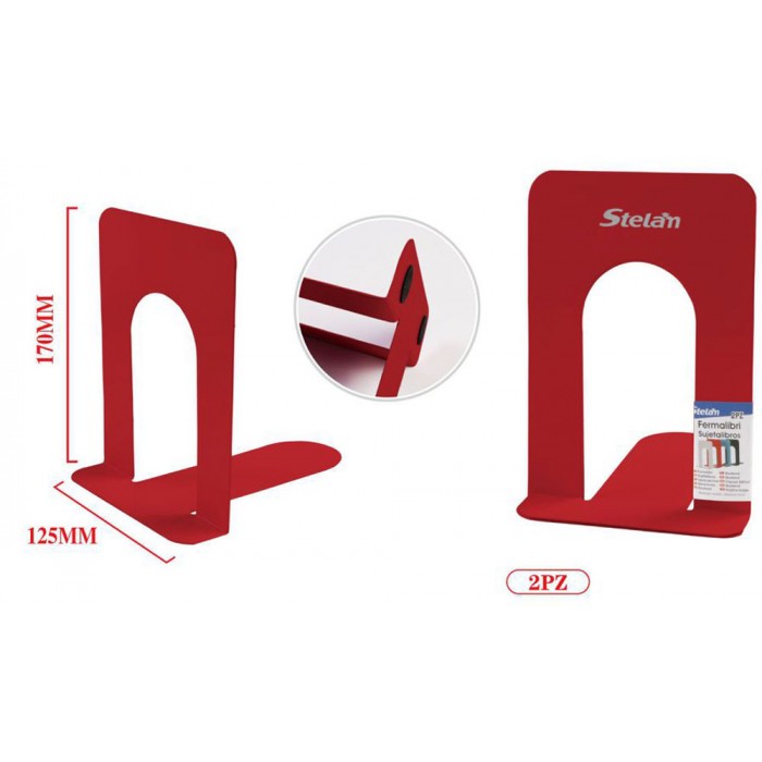 Stelan 689682 Μεταλλικός Βιβλιοστάτης 125x170mm σε Κόκκινο Σετ 2 τεμαχίων