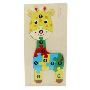 Ξύλινο Παιδικό Puzzle Σφηνώματα Καμηλοπάρδαλη 10pcs για 3+ Ετών Spring