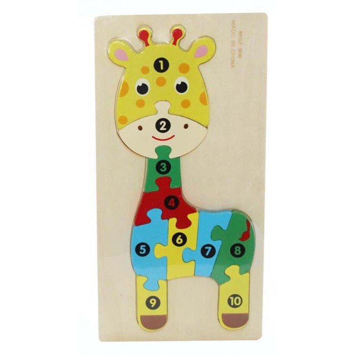 Ξύλινο Παιδικό Puzzle Σφηνώματα Καμηλοπάρδαλη 10pcs για 3+ Ετών Spring
