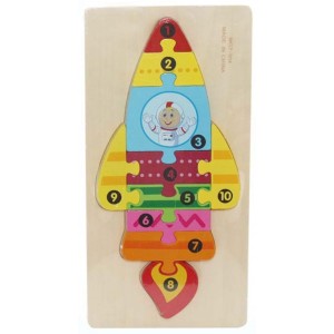 Ξύλινο Παιδικό Puzzle Σφηνώματα Πύραυλος 10pcs για 3+ Ετών Spring