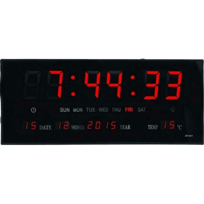 Ρολόι Τοίχου Ψηφιακό JH-3615 Πλαστικό Μαύρο 36x15cm 