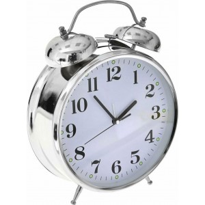 Ξυπνητήρι επιτραπέζιο μεταλλικό Ασημί 11.5x5.5x17εκ. 