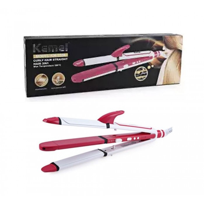 Kemei KM-3304 Ισιωτική μαλλιών με κεραμικές πλάκες 3 σε 1 