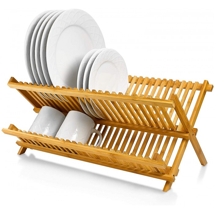 Πιατοθήκη ξύλινη από bamboo 45x33x22εκ.