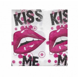 Χαρτοπετσέτες με σχέδια 33x33εκ. σετ 20 τμχ Kiss Me