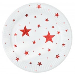 Σετ Χάρτινα Πιάτα για Πάρτυ 23cm σχέδιο Stars 6 τεμαχίων