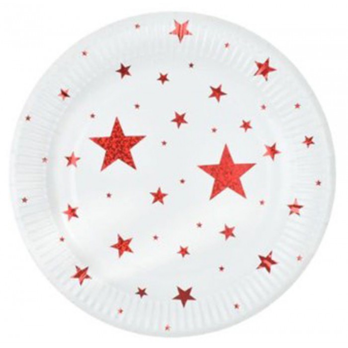 Σετ Χάρτινα Πιάτα για Πάρτυ 23cm σχέδιο Stars 6 τεμαχίων