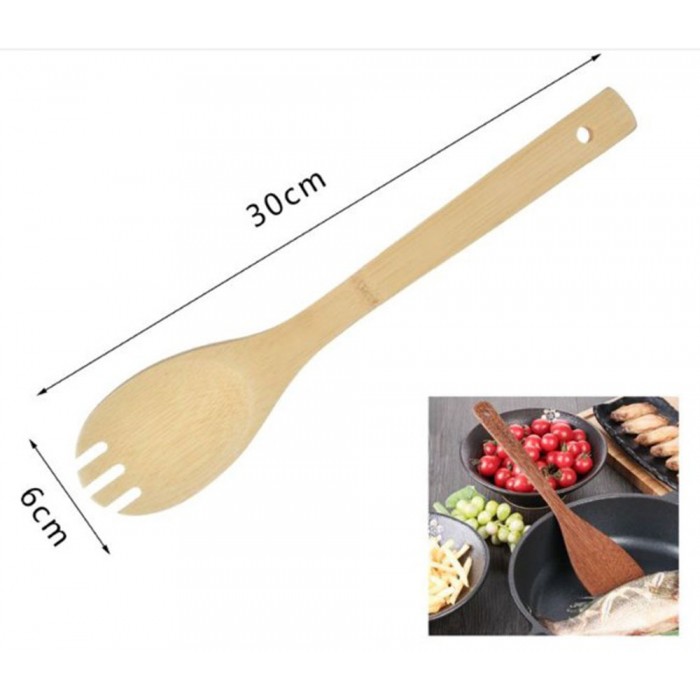Κουτάλα με Δόντια Κουζίνας Ξύλινη Bamboo 6x30cm Cookman