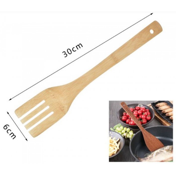 Σπάτουλα Με Δόντια Κουζίνας Ξύλινη Bamboo 6x30cm Cookman