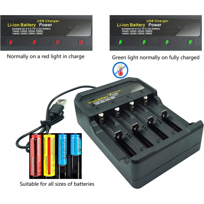 USB Φορτιστής 4 Μπαταριών Li-ion ForHome 001011