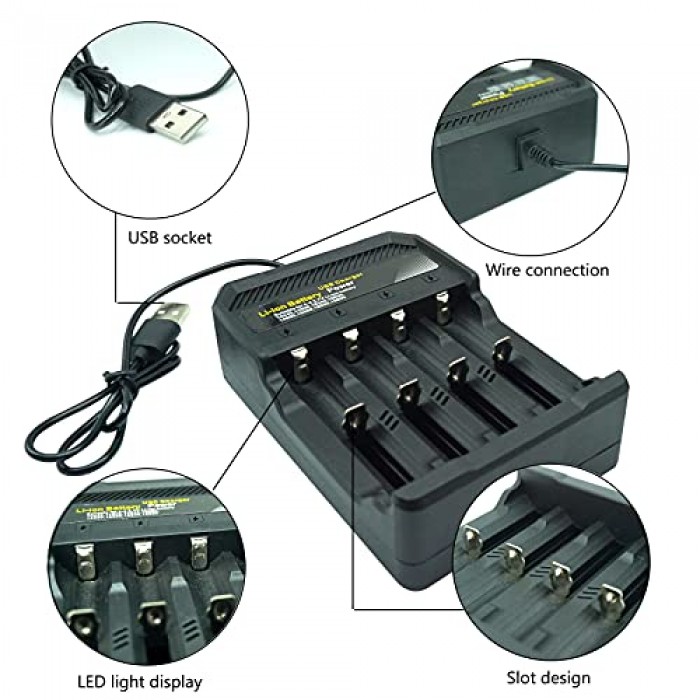USB Φορτιστής 4 Μπαταριών Li-ion ForHome 001011