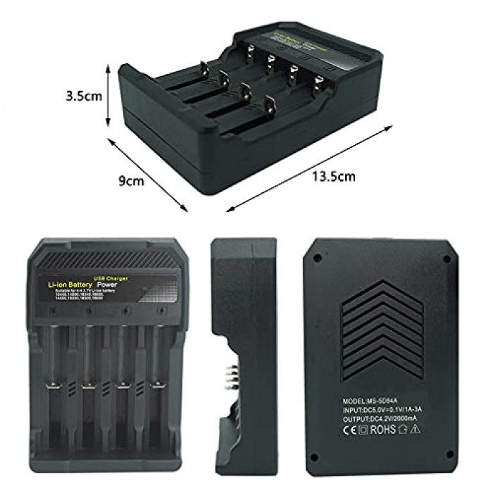 USB Φορτιστής 4 Μπαταριών Li-ion ForHome 001011
