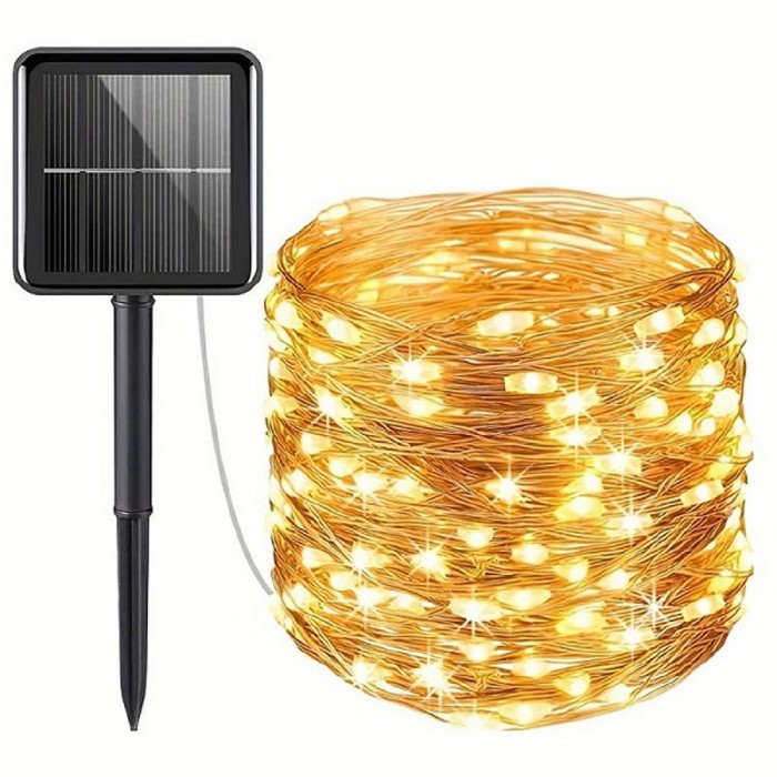 200 LED Ηλιακά Χριστουγεννιάτικα Φωτάκια από Αδιάβροχο Χάλκινο Σύρμα 20μ. BX-035 (Σε Ζεστό, Λευκό,και πολύχρωμο χρώμα)