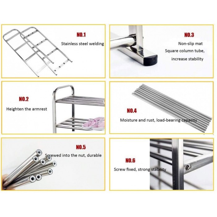 Μεταλλική Παπουτσοθήκη με 5 Ράφια 61.5x23x80cm ForHome 024005