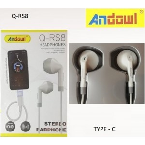 Andowl Q-RS8 In-ear Handsfree με Βύσμα USB-C Λευκό