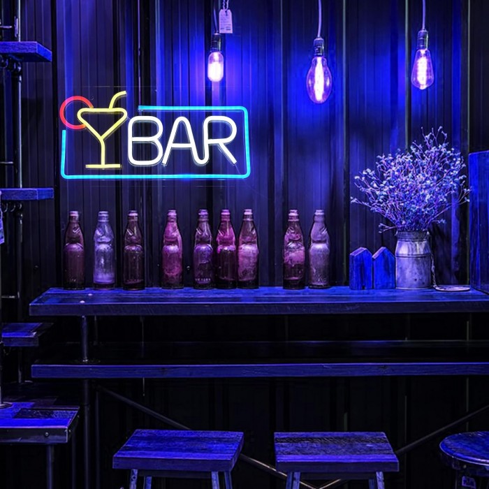 Πινακίδα LED Μονής Όψης Bar Πολύχρωμη 50x25cm ForHome 923765