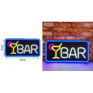 Πινακίδα LED Μονής Όψης Bar Πολύχρωμη 50x25cm ForHome 923765