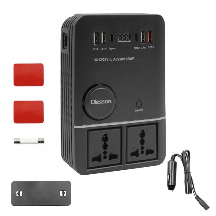 Inverter Αυτοκινήτου 200W για Μετατροπή 12V DC σε 220V AC με 4xUSB 103784