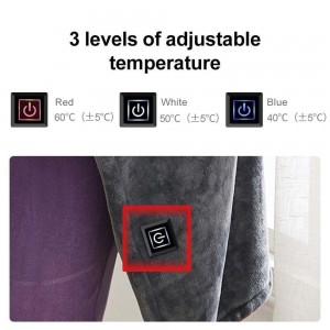 USB Θερμαινόμενη Κουβέρτα Fleece 40°C ∼ 60°C USB 150x80cm Γκρι