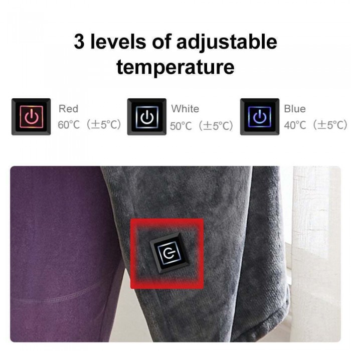 USB Θερμαινόμενη Κουβέρτα Fleece 40°C ∼ 60°C USB 150x80cm Γκρι