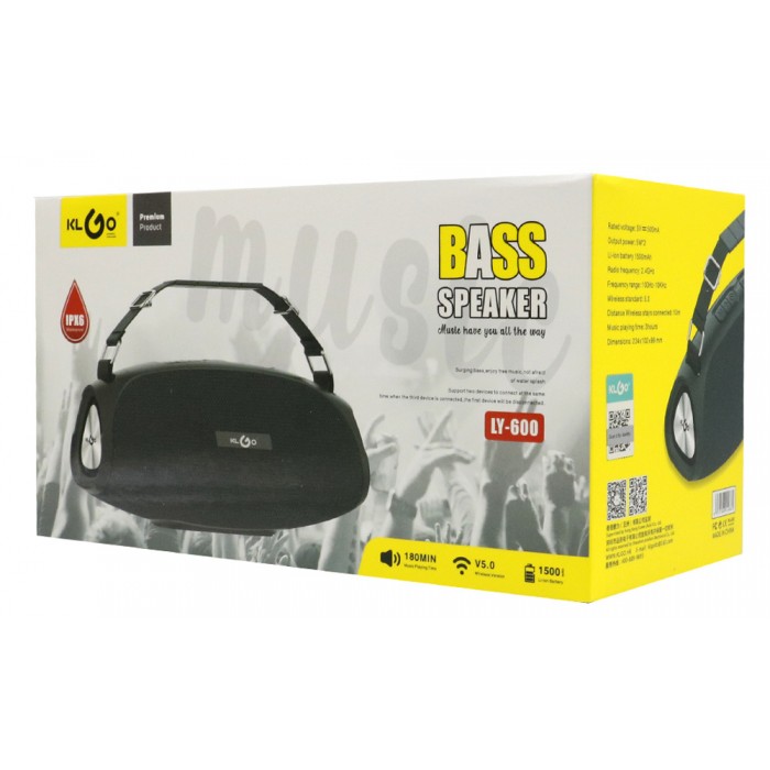 KLGO IPX6 Ηχείο Bluetooth 10W με Ραδιόφωνο και Διάρκεια Μπαταρίας έως 5 ώρες Μαύρο LY-600