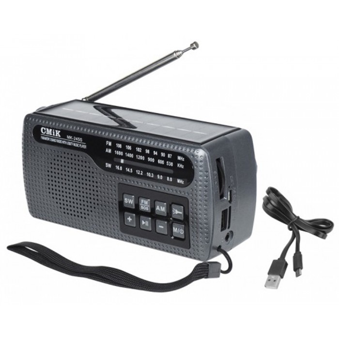 CMiK MK-245S Φορητό Ραδιόφωνο Ηλιακό με USB Μαύρο
