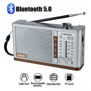 CMiK MK-999BT Φορητό Ραδιόφωνο Επαναφορτιζόμενο με Bluetooth και USB Γκρι