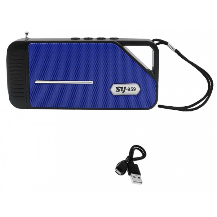 Φορητό Ηχείο Bluetooth με Ραδιόφωνο TF, USB, και Ηλιακό Πάνελ SY-959-BL Μπλε