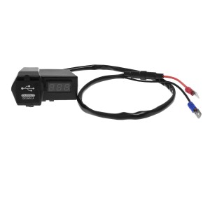 Αδιάβροχος Φορτιστής Μοτοσυκλέτας με Θύρες: 2xUSB με Βολτόμετρο Κόκκινο EE7234