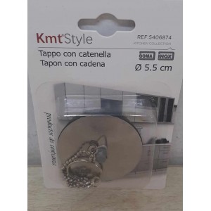 Kmt Style 5406874 Τάπα Νεροχύτη Ασημί 5.5cm με Αλυσίδα