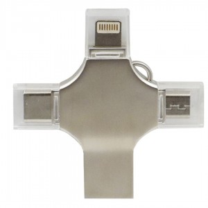 Treqa TR-2026 32GB USB 3.0 Stick με σύνδεση Lightning,USB-A & USB-C Ασημί
