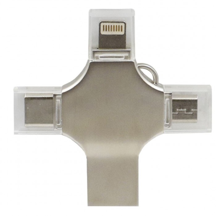 Treqa TR-2026 32GB USB 3.0 Stick με σύνδεση Lightning,USB-A & USB-C Ασημί