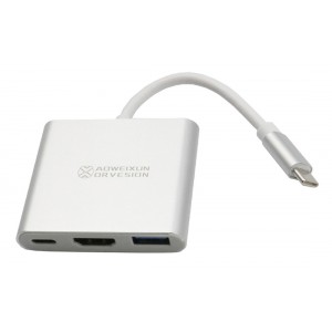 YWX-HD Μετατροπέας USB-C male σε HDMI / USB-A / USB-C female Ασημί 41263492