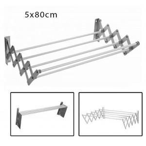 Πτυσσόμενη Απλώστρα Αλουμινίου Τοίχου 5x80cm με Μήκος Απλώματος 6m M5-80CM