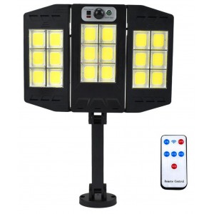 LED Αδιάβροχο Ηλιακό Επιτοίχιο Αναδιπλούμενο Φωτιστικό με Ανιχνευτή Κίνησης W796-6 Μαύρο