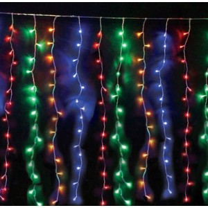 Λαμπάκια LED 3μ x 300εκ Πολύχρωμα τύπου Κουρτίνα με Διαφανές Καλώδιο και Προγράμματα 104840