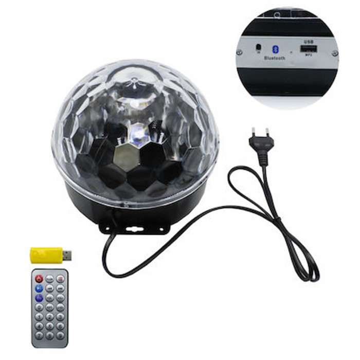 LED Φωτορυθμικό Disco Ball με Bluetooth – Mp3 – USB OEM