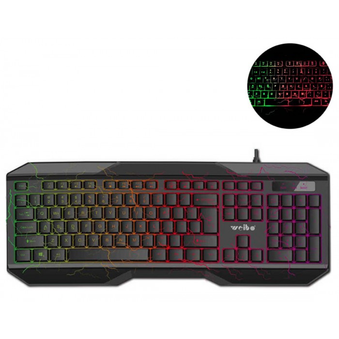 Ενσύρματο Gaming Πληκτρολόγιο Αγγλικό US με RGB Φωτισμό WB-570 Weibo Μαύρο