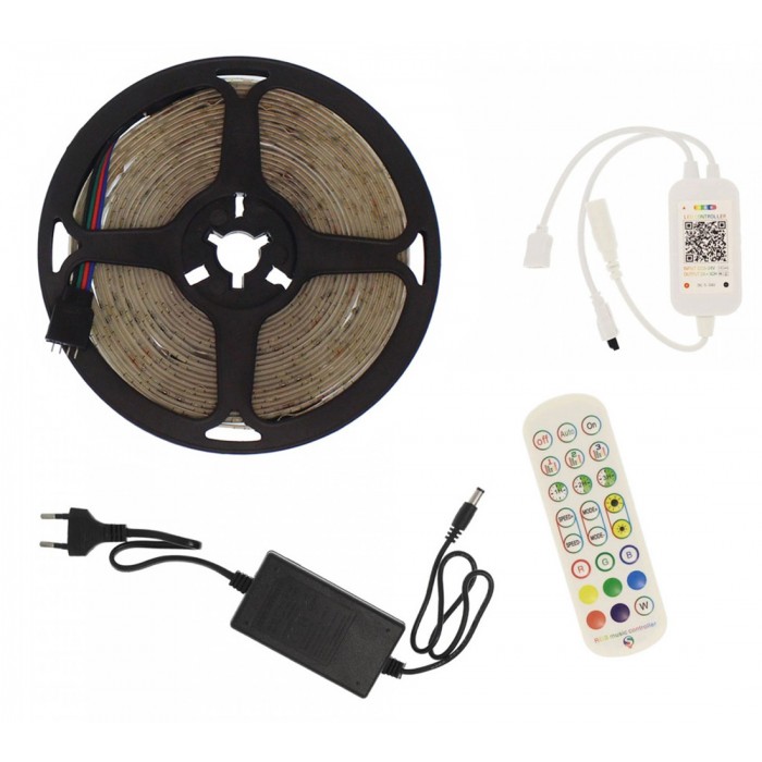 RZ-0010 Αδιάβροχη Ταινία LED Τροφοδοσίας 12V RGB Μήκους 5m με Τηλεχειριστήριο Τύπου SMD5050 101449