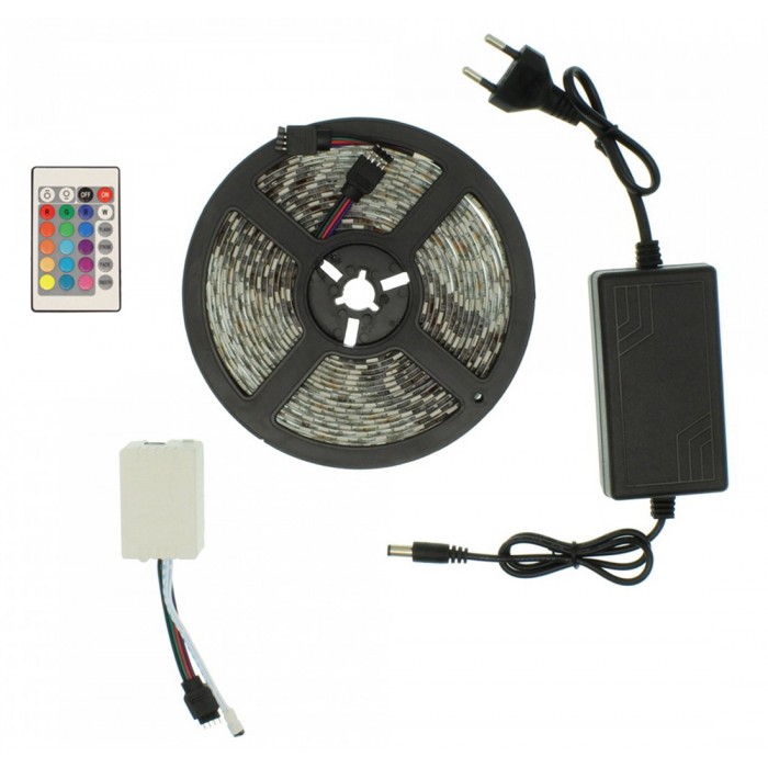 RZ-0014 Αδιάβροχη Ταινία LED Τροφοδοσίας 12V RGB Μήκους 5m με Τηλεχειριστήριο Τύπου SMD5050 101443