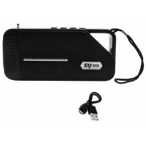 SY-959-B Ηχείο Bluetooth 5W με Ραδιόφωνο και Διάρκεια Μπαταρίας έως 4 ώρες Μαύρο