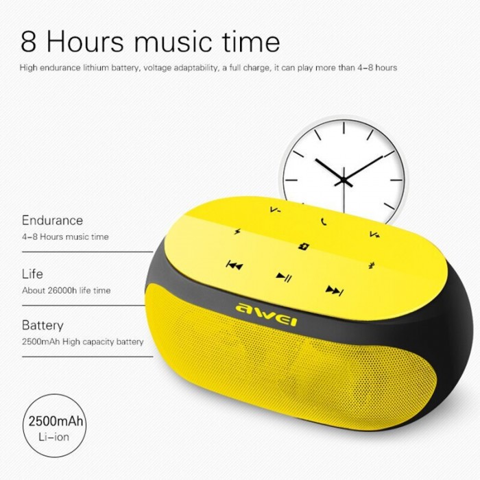 Φορητό Ασύρματο Ηχείο Bluetooth 9W με Διάρκεια Μπαταρίας έως 8 ώρες Awei Y200 Μαύρο
