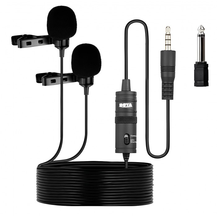 Σετ Πυκνωτικό Μικρόφωνο Jack 3.5mm Πέτου για Κάμερα και Κινητό 2 τμχ Boya Electret BY-M1DM
