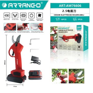 Arrango AW76606 Ψαλίδι Κλαδέματος Μπαταρίας 20V με Μήκος 28.5cm Σετ 