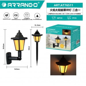 Arrango AT76511 Σετ Ηλιακό Φωτιστικό σε Μαύρο Χρώμα 2 τεμαχίων 2 in 1