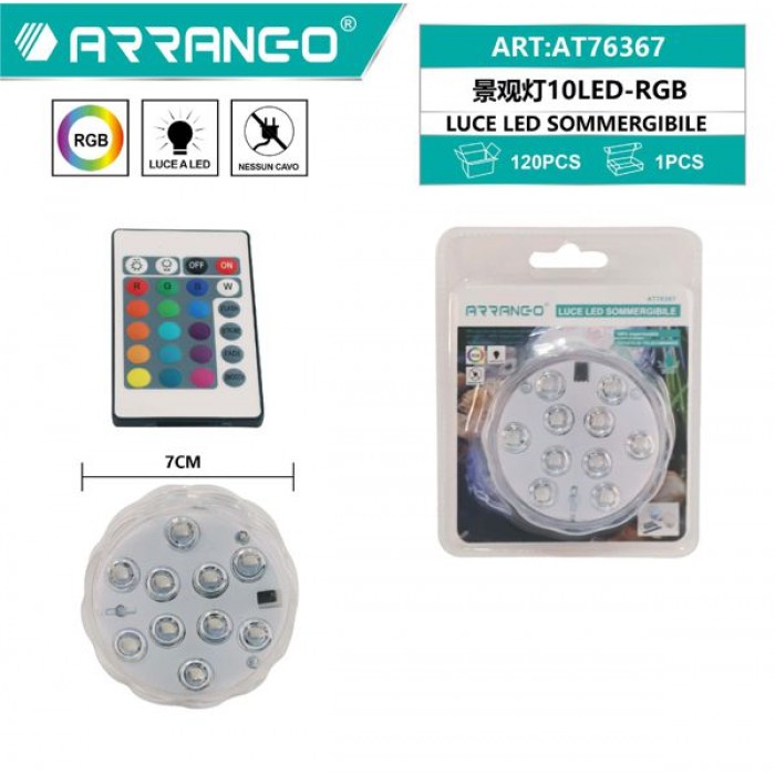 Arrango AT76367 Υποβρύχιο Φωτιστικό Πισίνας με Τηλεχειριστήριο και Πολύχρωμο Φως 